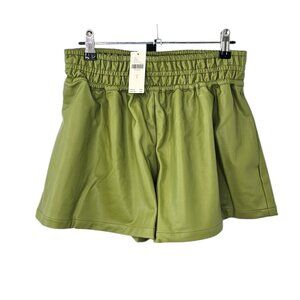 Anthropologie The Somerset Shorts, Faux Leather Edition, Smocked, Green, Small